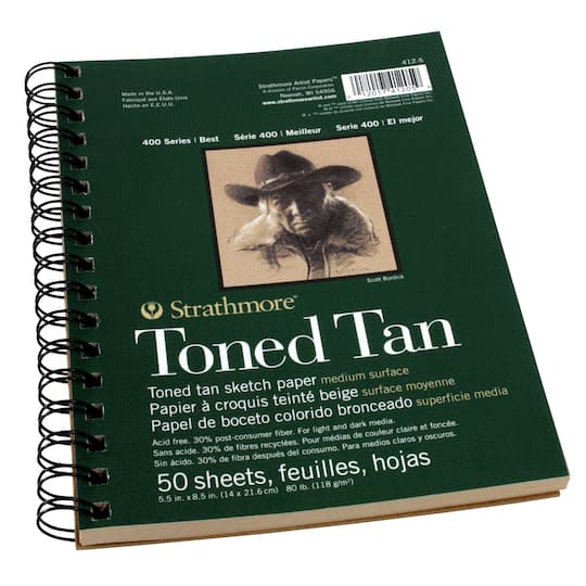 Image result for photo of a Strathmore Tan Drawing 400 Series Toned Sketch Pad, 5.5"x8.5", 50 Sheets